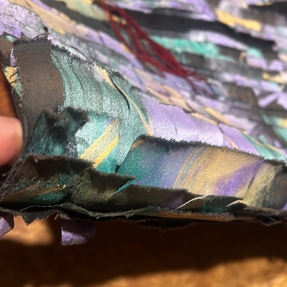 Custom Metallic Painted Canvas Art Tapestry 48” x 38.5” “Hidden Plates” - Picture 4 of 7